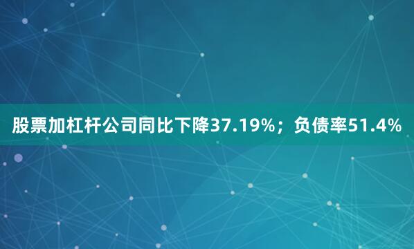 股票加杠杆公司同比下降37.19%;负债率51.4%