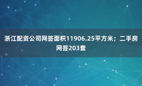 浙江配资公司网签面积11906.25平方米；二手房网签203套